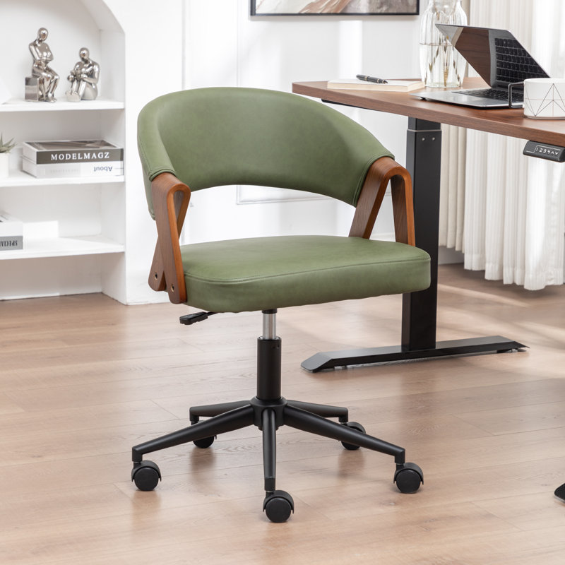Bryonie Faux Leather Swivel Office Chair, Green
