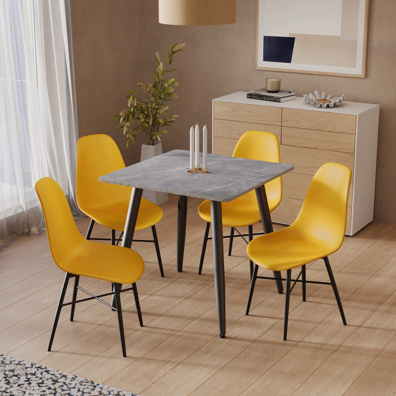 4 - Person Dining Set, Armani Grey, Yellow