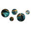 Agate topaze verte et dorée granite II - ensemble abstrait d'art mural rond de 5