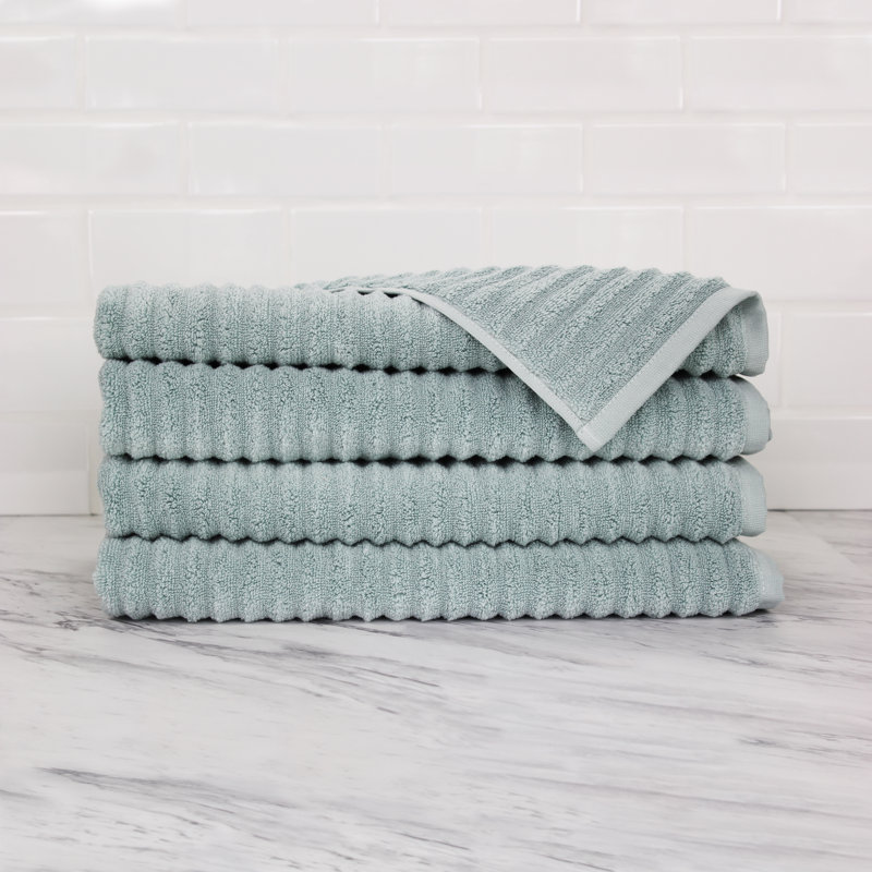 Croslin 100% Cotton Plush Ribbed Hand Towel, Clestia Blue