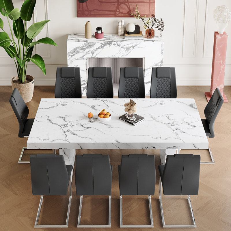 Ensemble de table de salle à manger en bois 79 po pour 79 personnes, Noir, noir, noir, noir, 11