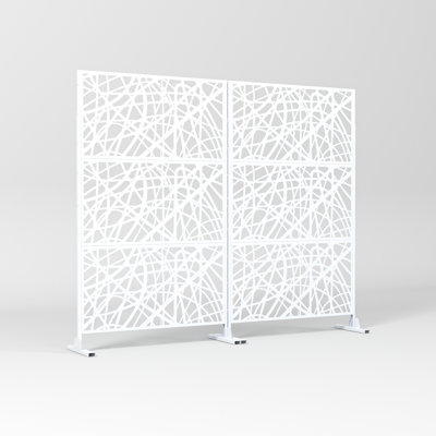 72" Modern Metal Privacy Screen With Irregular Line Style Pattern - Indoor/Outdoor Decorative Panel