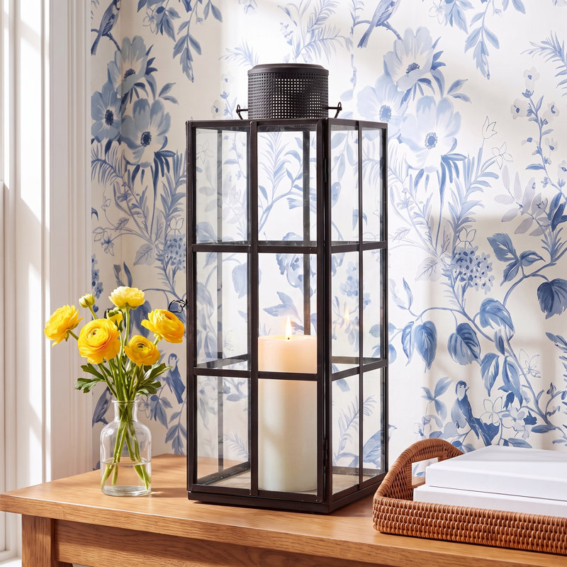 Tabletop Lantern, 16.73" H x 6.1" W x 6.1" D