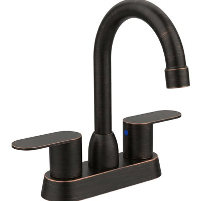 Robinet pour salle de bain à 2 poignées à 360 degrés en bronze huilé pour lavabo à 2 ou 3 trous, cartouche d'égouttement, aérateur économiseur d'eau, installation rapide et facile en bronze de 4 po, bec pivotant, surface, peu d'entretien,