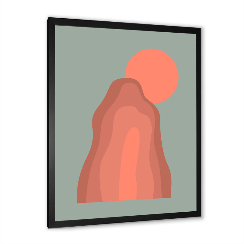 «Pink Sunset Mountain Landscape», peinture sur toile, H 40 po x l 30 po x 1,5 po, Cadre photo noir