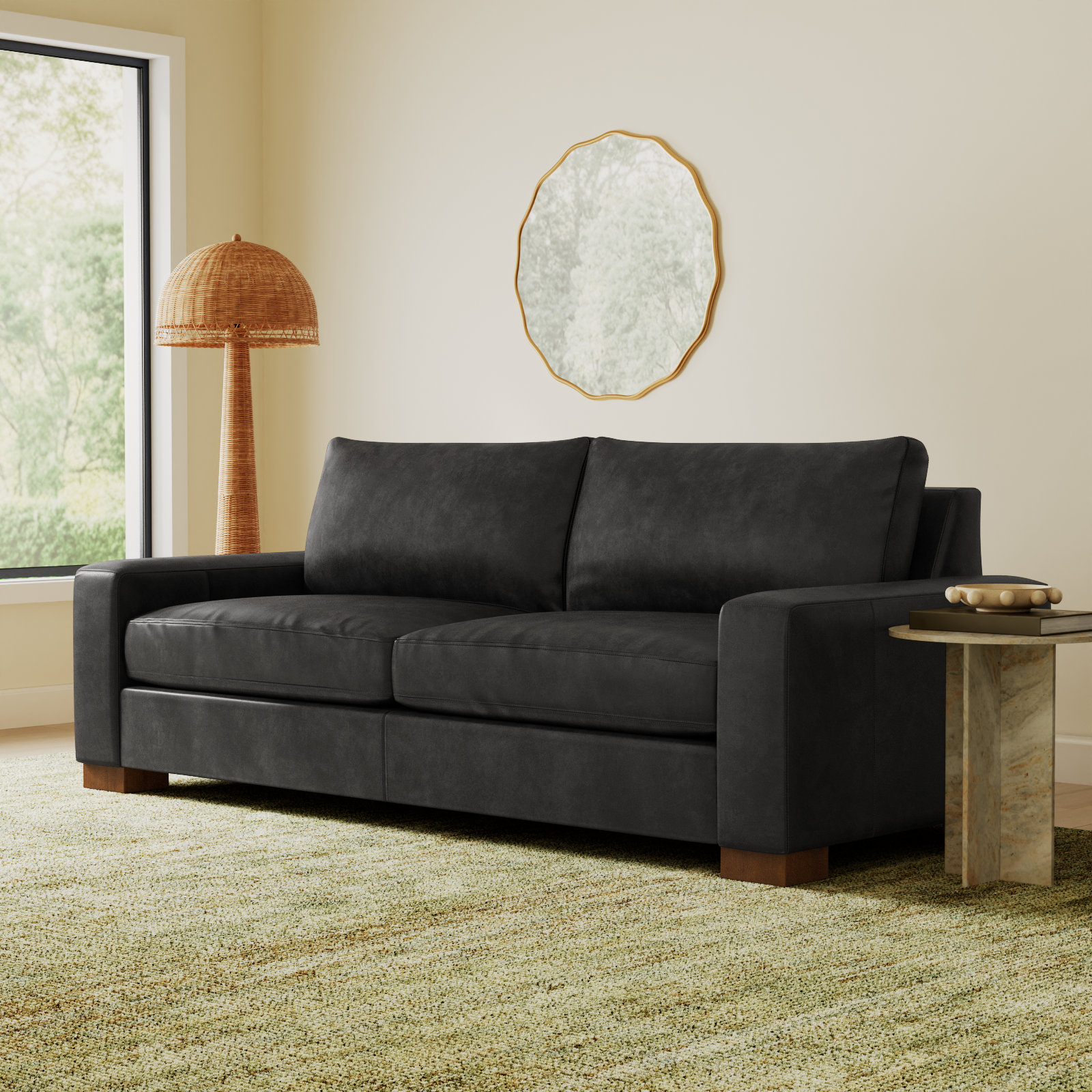 Jonie 91" Genuine Leather Sleeper Sofa , Revelation Steel Top Grain Genuine Leather