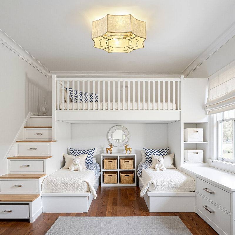 Ventilateur de plafond encastré 20 "à abat-jour en tissu avec lumière et télécommande