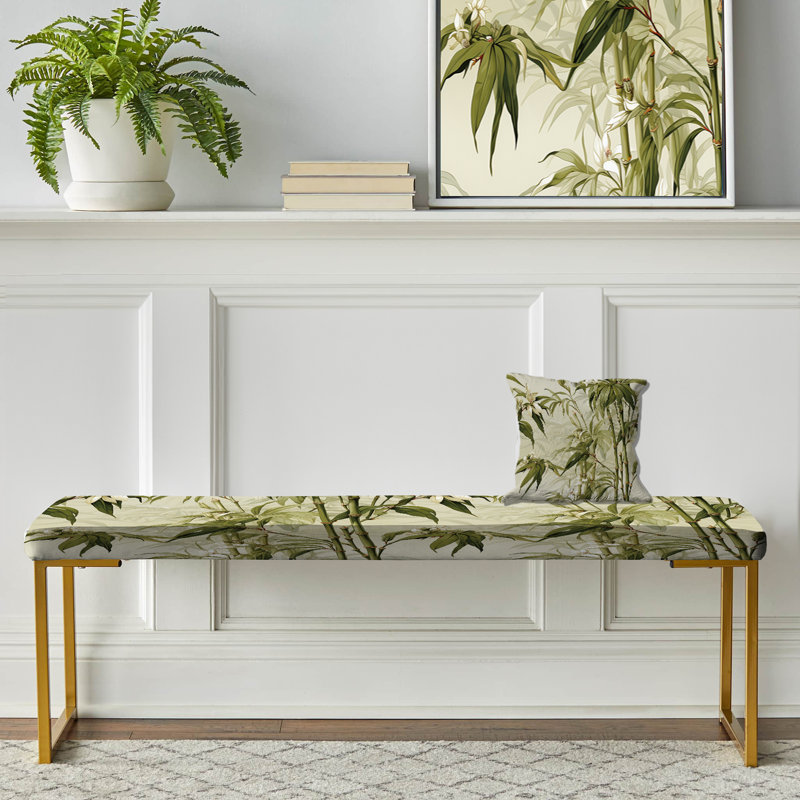 Bamboo Elegance Tropical Motif V - Banc rembourré doré