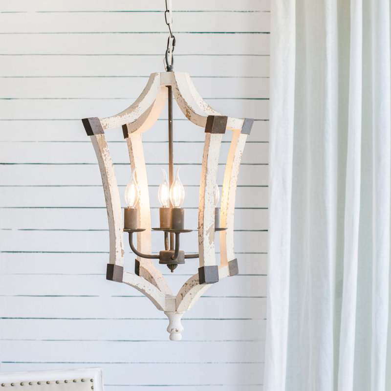 Lustre géométrique en bois 4 lumières Slifer