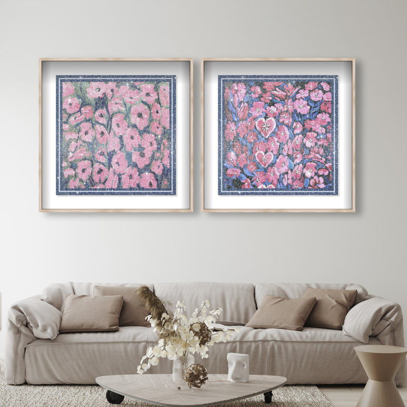Forever Blooming Set Set by Oliver Gal, 51"H x 51"W, Natural Oak Shadowbox