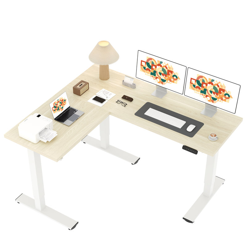 Bureau pour travailler debout en L 63 po, H 45,9 po x l 63 po x P 55 po, Érable / Blanc