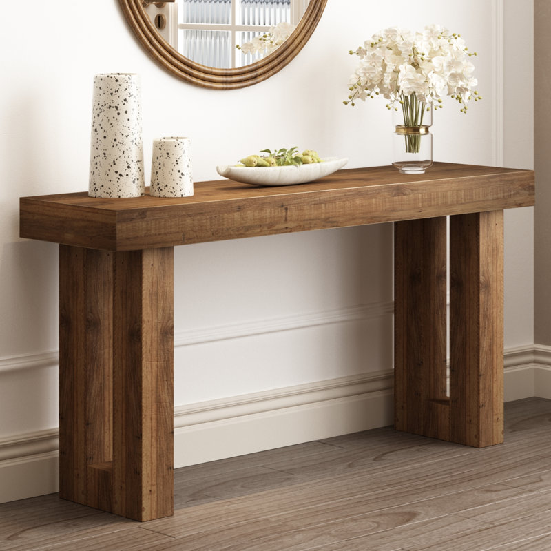59" Reclaimed Solid Wood Console Table — Long Farmhouse Entryway & Sofa Table for Hallway, Foyer, 59" x 13.4'' x 30'' (LxDxH)