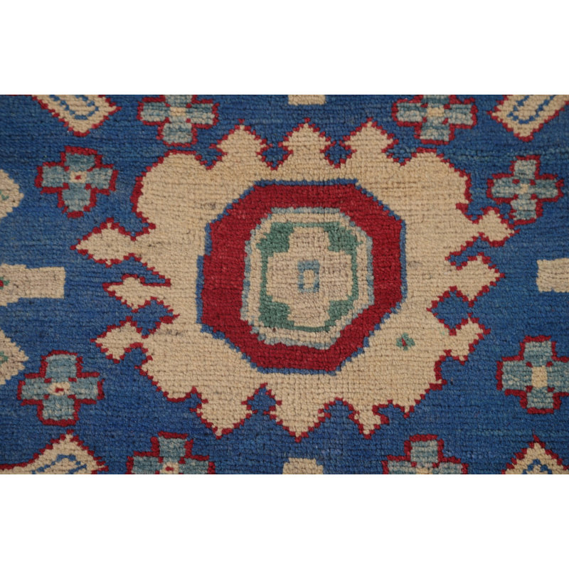 Tapis oriental rouge à motif géométrique Kazak 8