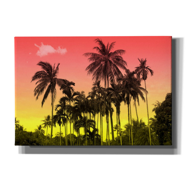 «Coastal Palms 4» par Mark Ashkenazi, art mural sur toile, H 18 po x l 26 po x P 0,75 po