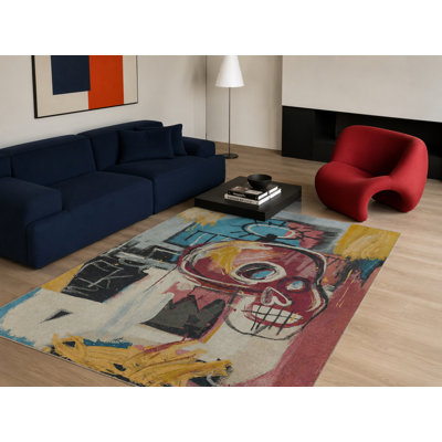 Multicolored Washable Decorative Carpet With Skull Pattern