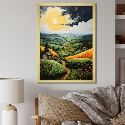 «Farmhouse Country Serenade Pointillism II», art mural sur toile
