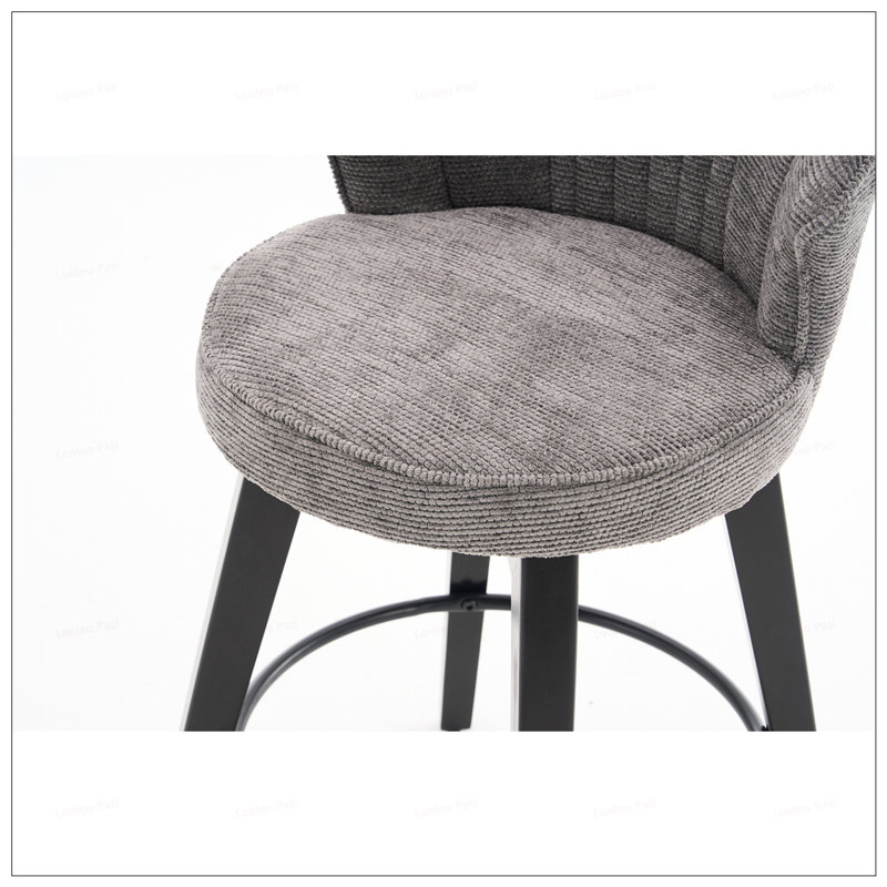 2PCS Chenille 25"Wing Back Swivel Bar Stools, Light Gray