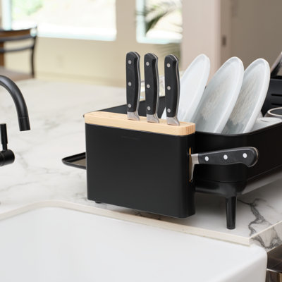 Knife Block Dishrack Attachment, Matte Black Steel