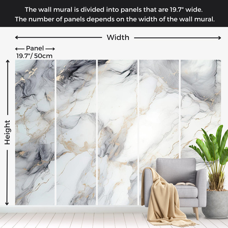 Panneau mural Surface Surface - marbre élégant, L 177 po x L 124 po