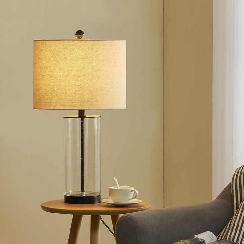 Brokk 23.75" Metal Glass Table Lamp Set, Black