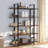 Industrial 5-Tier Bookcase, Metal Frame Open Shelf with X-Back Design, 71" Tall Storage Shelves for Living Room, Home Office, Rustic Brown & Black-804934530