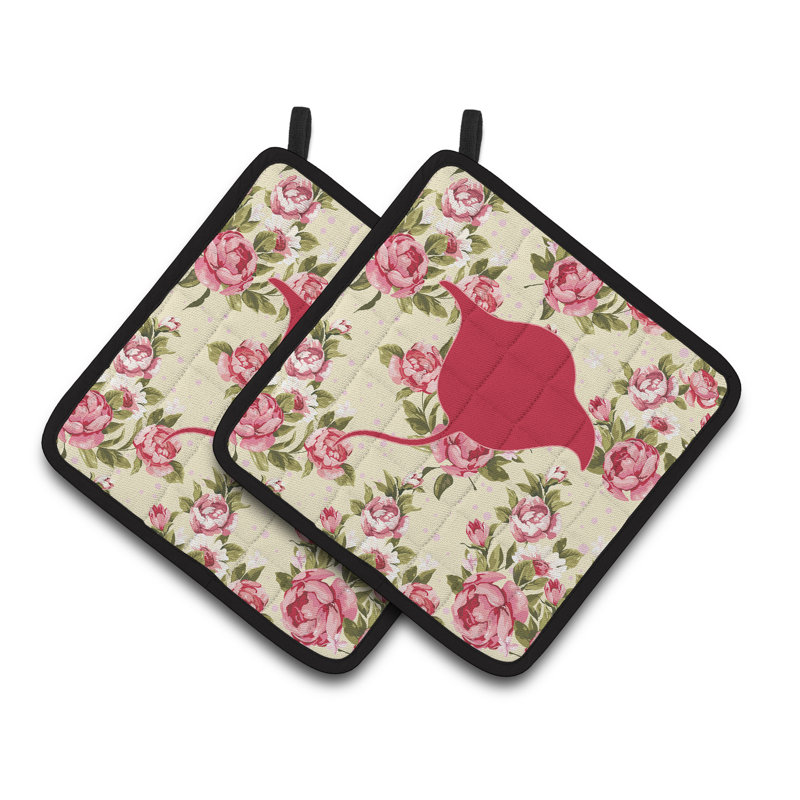 Caroline's Treasures Stingray Floral Polyester Potholder, Pink/Yellow