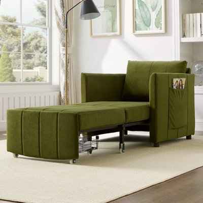 Jad Convertible Chenille Sleeper Sofa with Adjustable Backrest & Storage