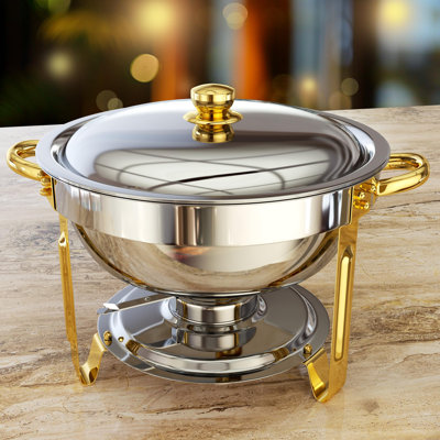 Chafing Dishes For Buffet, 5qt Round Chafing Dish Buffet Set Stainless Steel Buffet Food Warmers Sets For Catering Events Parties Dinners With Complete Set