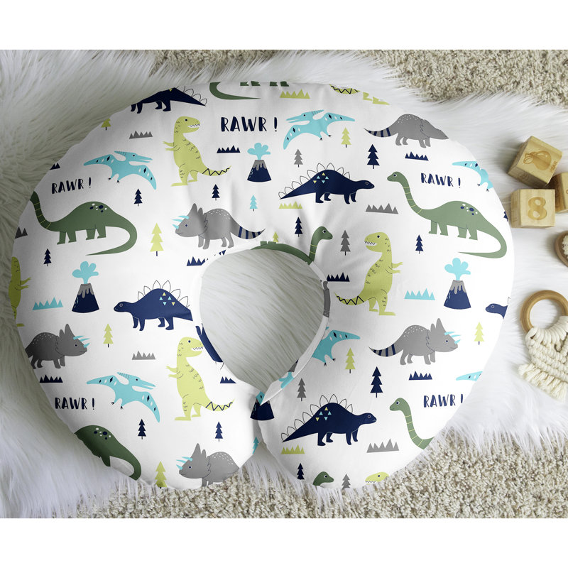 Mod Dinosaur Blue and Green Dino Nursing Pillow Cover Case by Sweet Jojo Designs