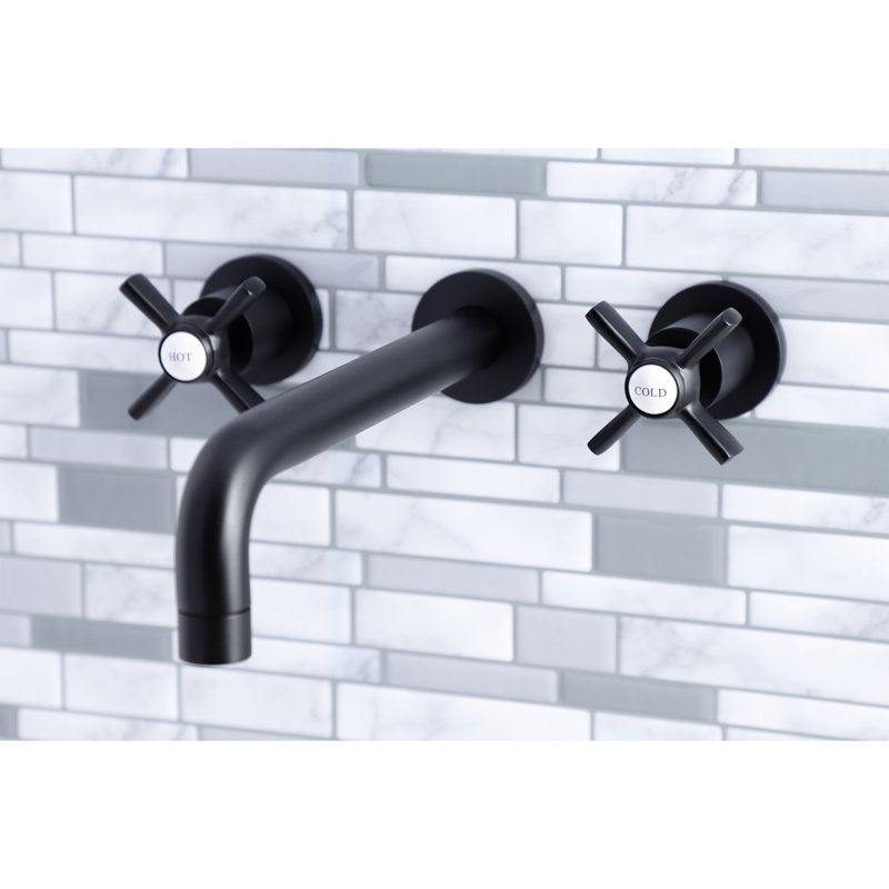 Kingston Brass Millennium Two-Handle 3-Hole Wall Mount Roman Tub Faucet, Matte Black