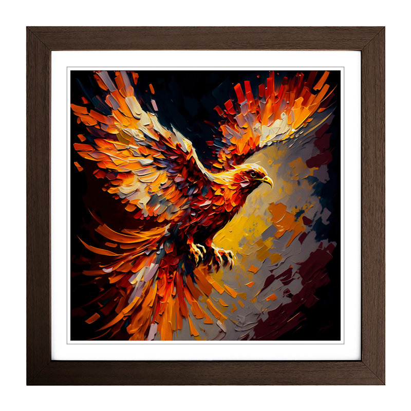 Phoenix Palette Knife Painting - Framed Print, Walnut