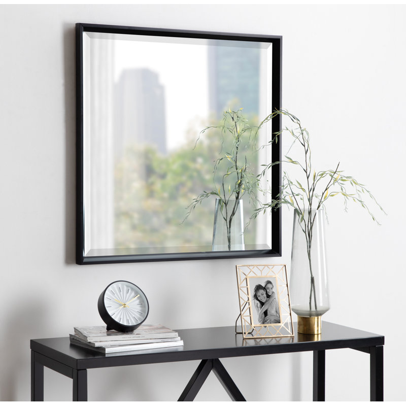 Miroir d'appoint Ovey, Noir, 29,5 po x 29,5 po