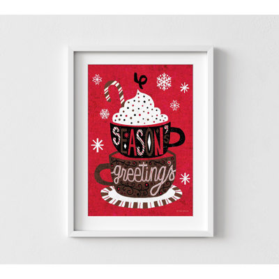 Cozy Christmas Wall Art Season Greetings Festive Mug Coffee Hot Cocoa, impression encadrée, cuisine, café, restaurant, décoration des Fêtes 37960