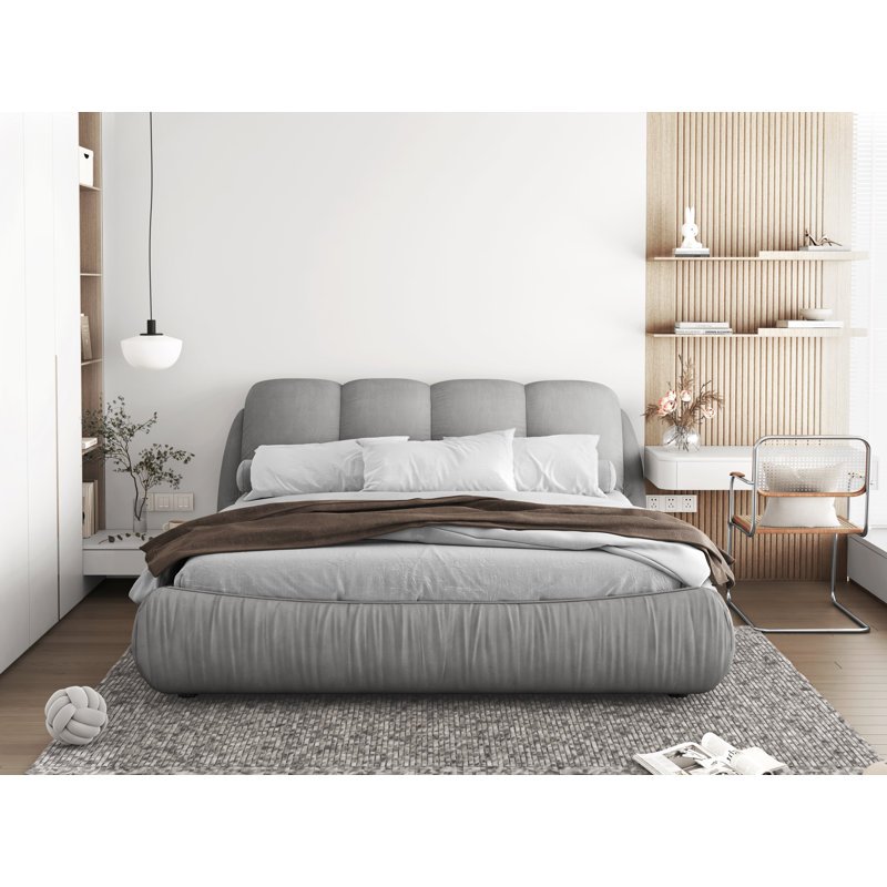 Henness Upholstered Sleigh Bed, Queen, Gray
