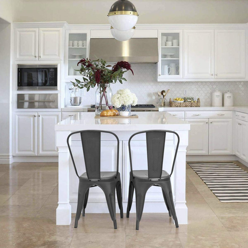 Lilian 18.1'' H Metal Stacking Side Chair, Gray