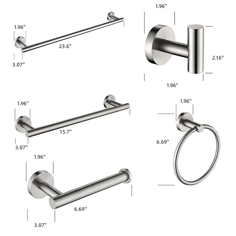 Ensemble de quincaillerie de salle de bain 6 pièces, Nickel brossé