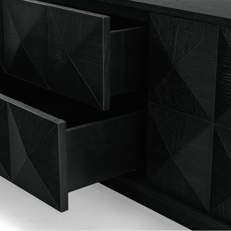 Patty 4 Door Wood Media Stand, Black