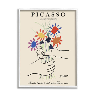 Peinture classique Picasso mains tenant un bouquet