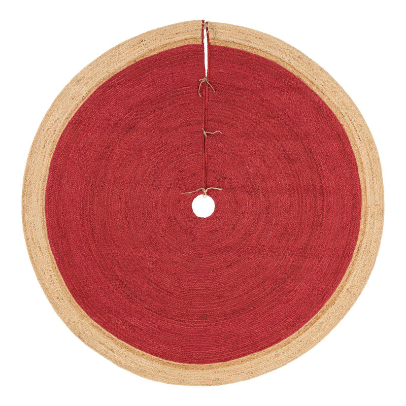 Jupe d'arbre de Noël à tisser Unique, Rond 7 pi 1 po, Rouge