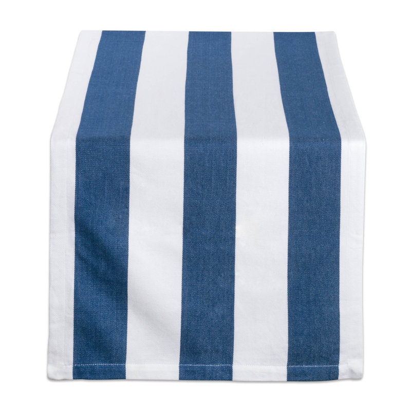 Kristina Striped 100% Cotton Table Runner, 72" L x 18" W, Navy