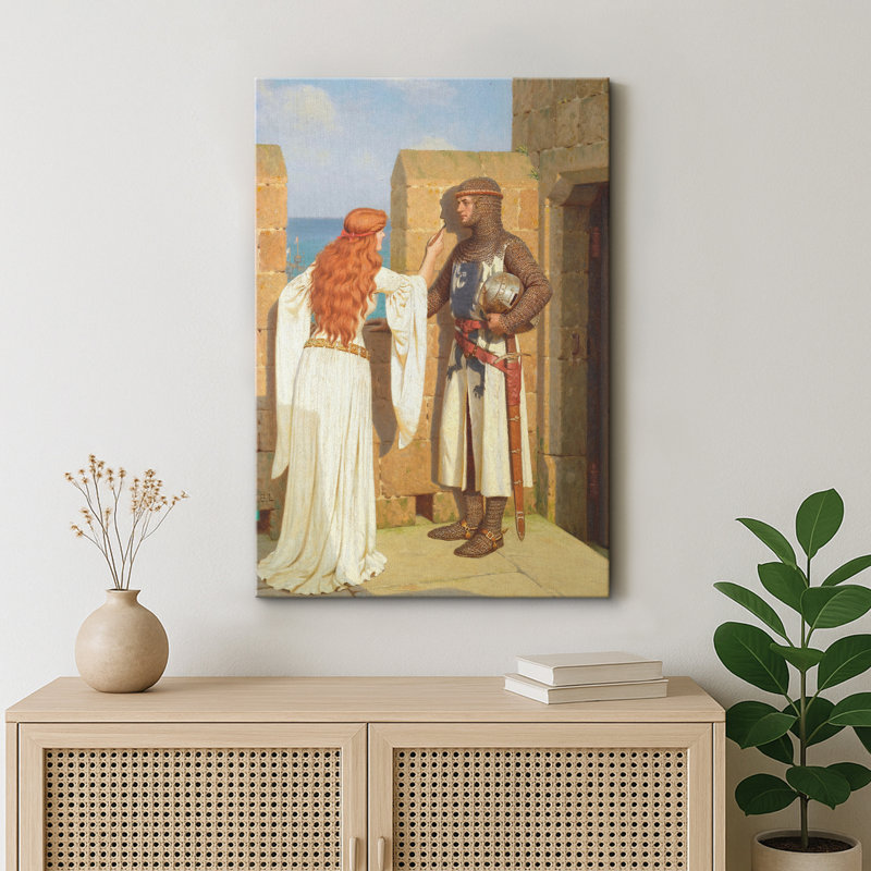 Illustration de scène médiévale d'adieu, images de personnages historiques romantiques, impression sur toile encadrée