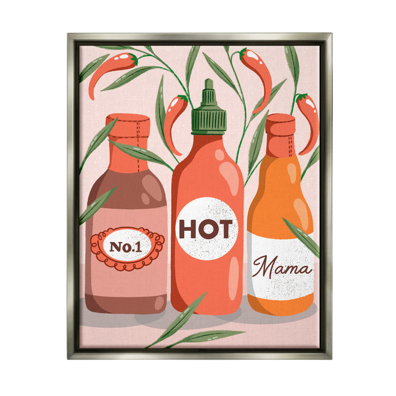 «No.1 Hot Mama Chili Sauce» par Dominika Godette, impression, H 21 po x l 17 po x P 1,7 po, Cadre flottant gris lustré