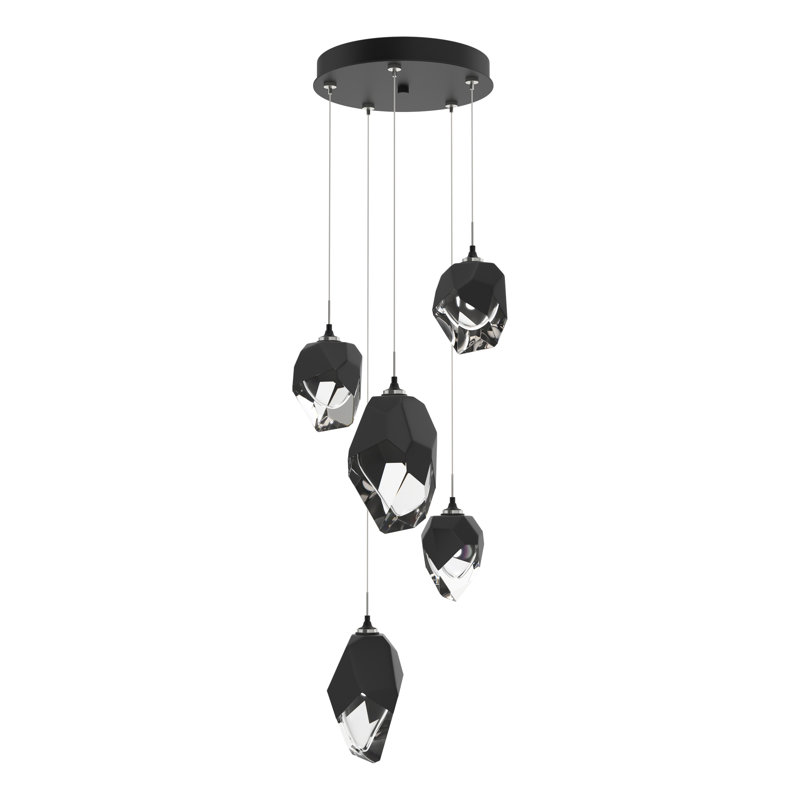 Chrysalis 5 - Light Cluster Geometric Pendant, 15" - 80", Black, Black