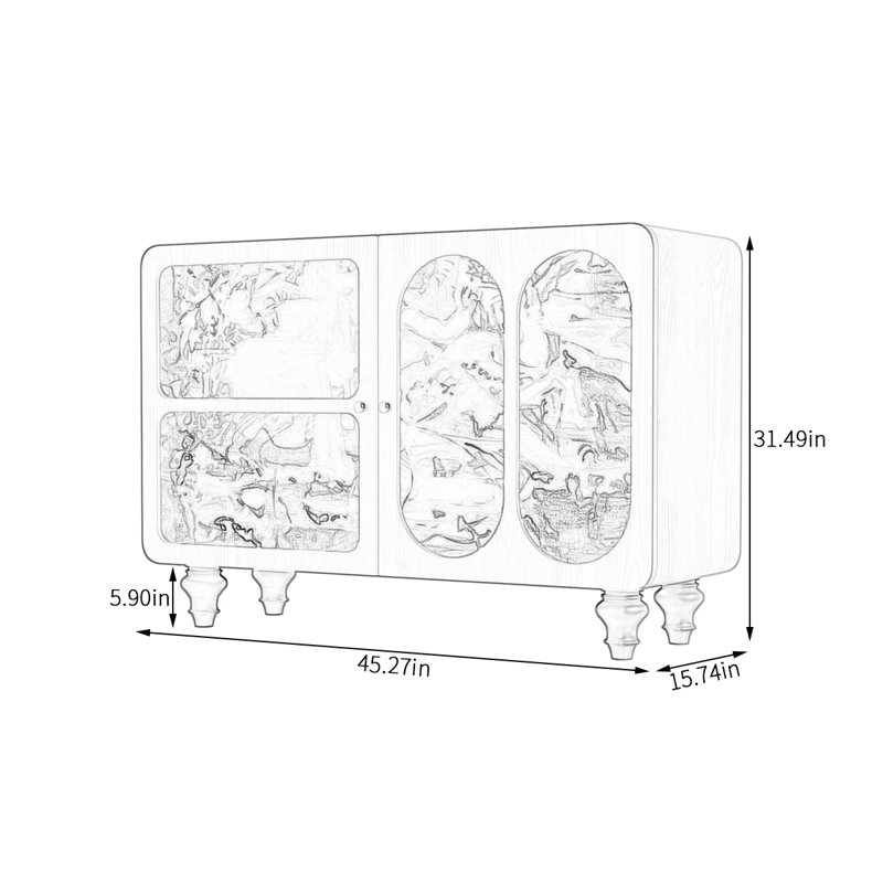 Armoire de rangement American Abstract Line, Noir