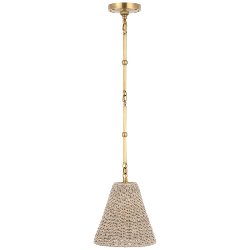 Goodman Pendant by Thomas O'Brien, 10.5" H x 9.5" W x 9.5" D, Ash, Hand Rubbed Antique Brass