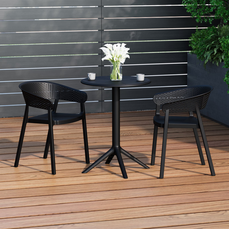 Ensemble repas extérieur 2 personnes, Noir