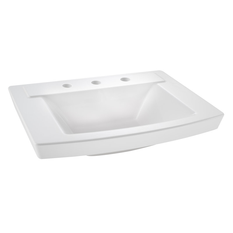 Lavabo de salle de bain console en céramique avec robinet et trop-plein Townsend, blanc