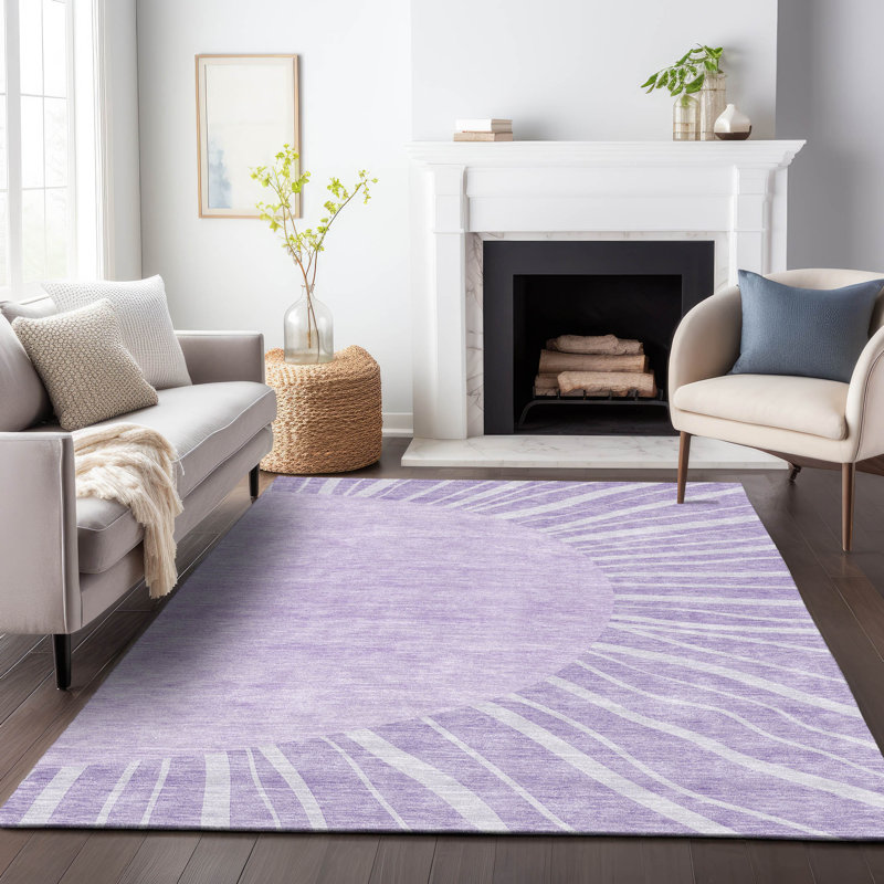 Tapis lavande Prisco lavable à la machine de qualité supérieure, Rectangle 10 pi x 14 pi