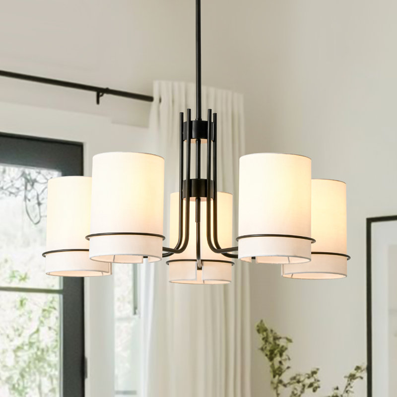 5-Light Cylinder Fabric Chandelier 