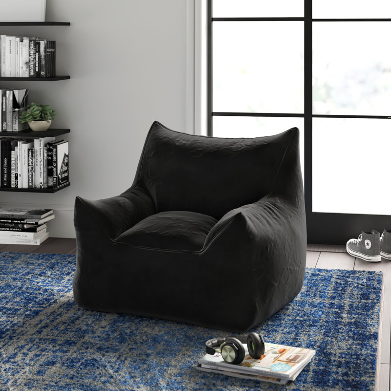 Big Joe Imperial Bean Bag Sofa, Plush Black 100% Polyester, 32" H x 60" W 40" D